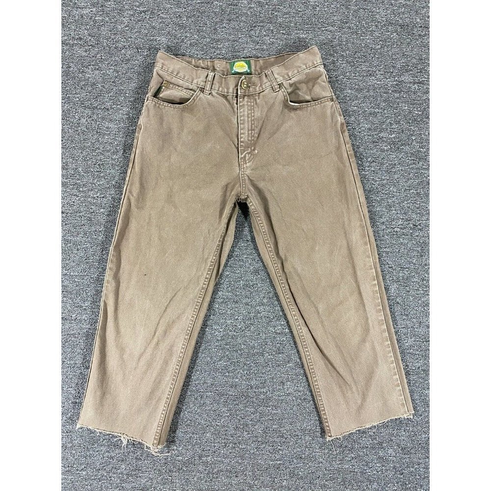 Cabela’s Mens Sz 32 X 26 Cropped Brown Canvas Pants Vtg Duck Canvas Hunting Work
